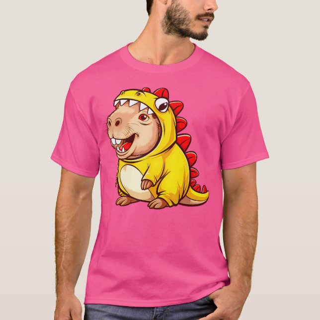 Dino Capybara Groovy Halloween Capy Capybara Dinos T Shirt (Framsida)