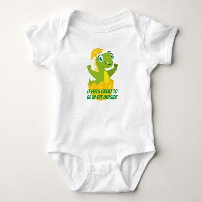 Dino Chick Baby Jersey Bodykostym T Shirt (Framsida)