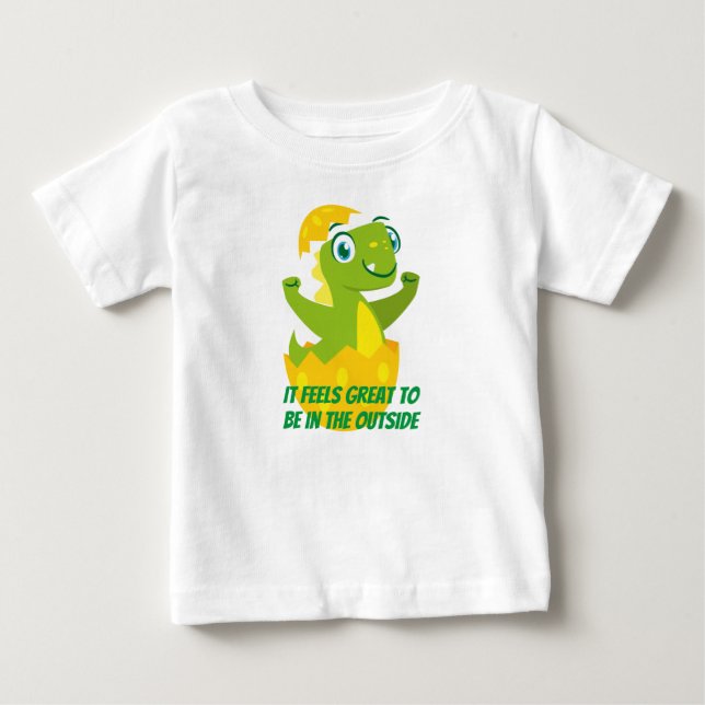 Dino Chick Bebis Fin Jersey T-Shirt (Framsida)