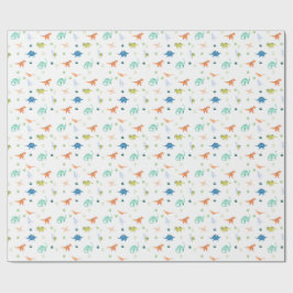Dino Colorful Dinosaur Birthday Wrapping Papper Presentpapper