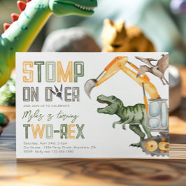 Dino Construction 2:a födelsedagsinbjudan Inbjudningar