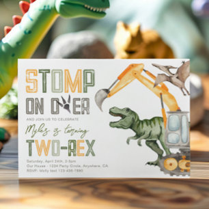 Dino Construction 2:a födelsedagsinbjudan Inbjudningar