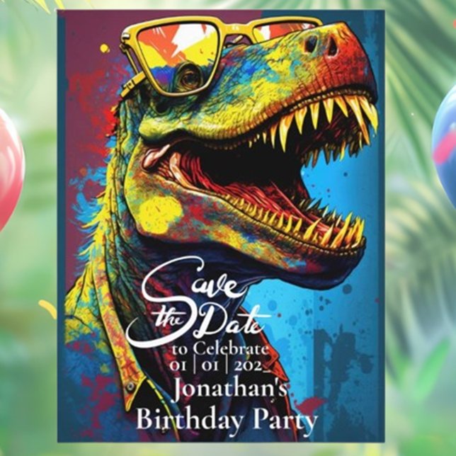 Dino Coola T-Rex Spara datum Vykort (Make your event unforgettable with our Dino Cool T-Rex Save the Date Postcard!)