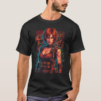 Dino Crisis Regina Taktisk Outfit Rött Hår Ikon T Shirt
