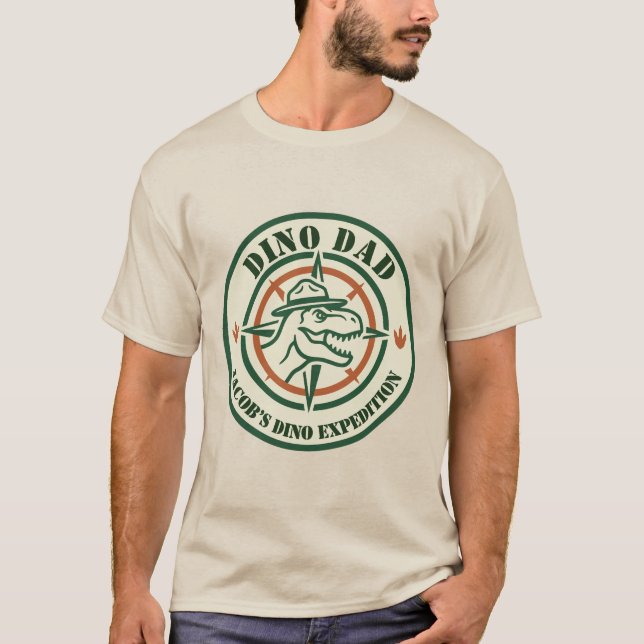 Dino Dad Shirt, Dinosaur Birthday Party  T Shirt (Framsida)
