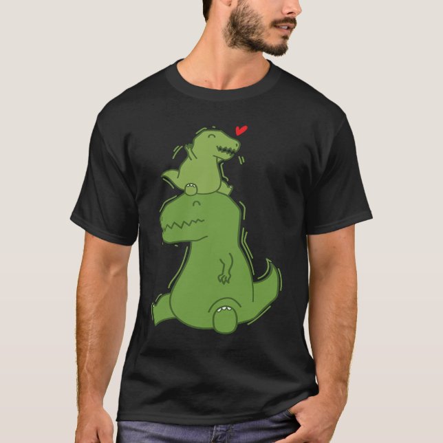 Dino Daddy with small Rex Dinosaur T Shirt (Framsida)