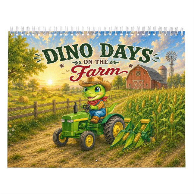 Dino-dagar på bondgården Väggkalender Kalender (Omslag)