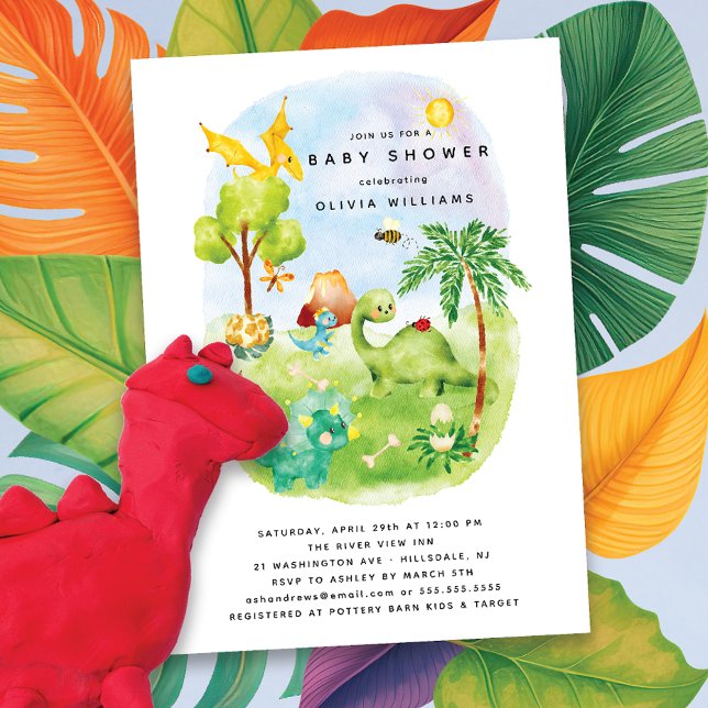 Dino Delight Baby Shower-inbjudan Inbjudningar (Skapare uppladdad)