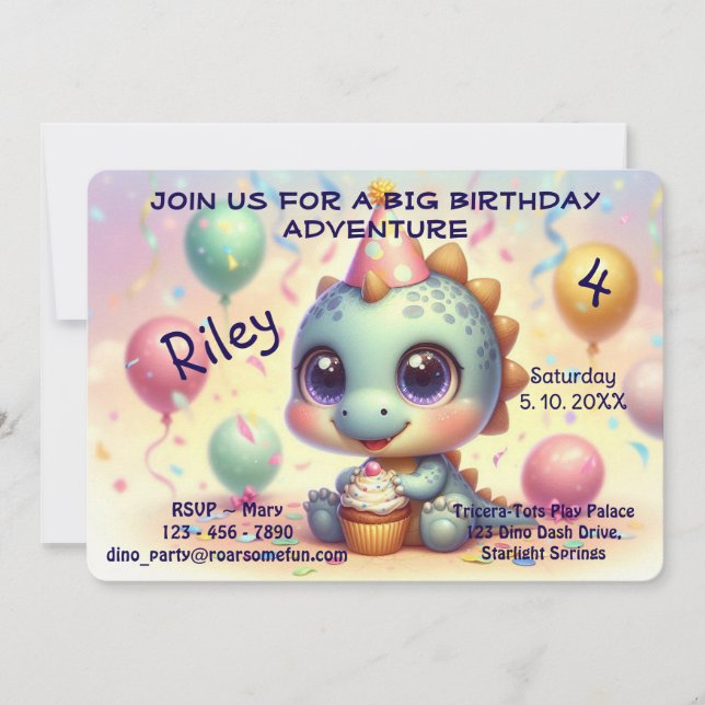 Dino Delight Birthday-inbjudan Inbjudningar (Framsida)