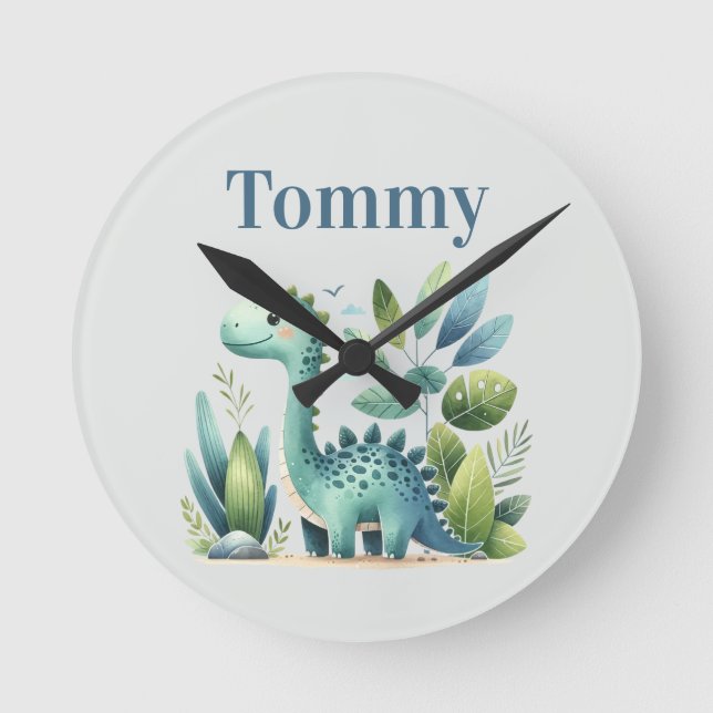 Dino Delight Rund Klocka (Framsida)