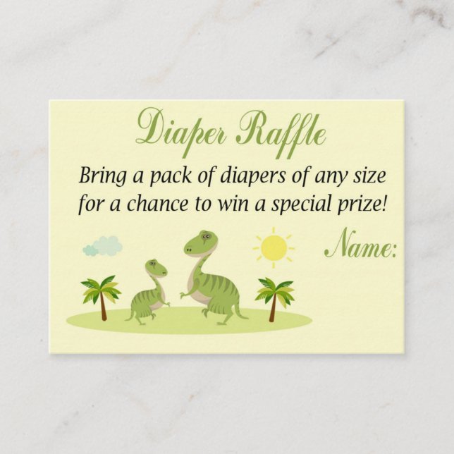 Dino Diaper Raffle Biljett (Framsida)