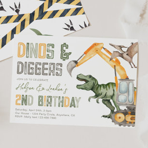 Dino Diggers 2:a födelsedagsinbjudan Inbjudningar