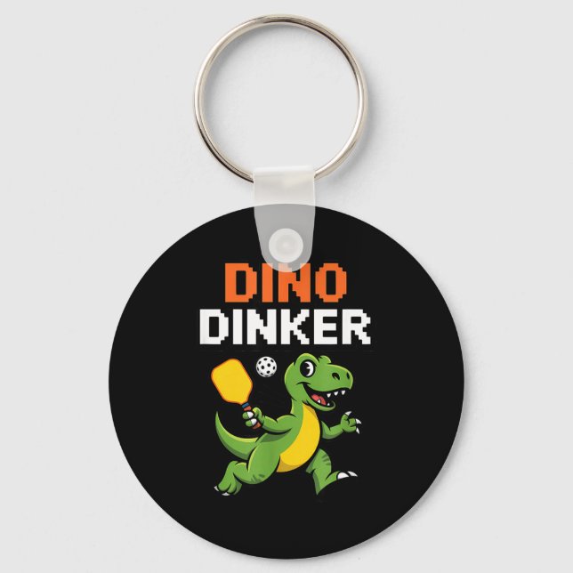 Dino dinker pickleball kul för spelare  nyckelring (Framsida)