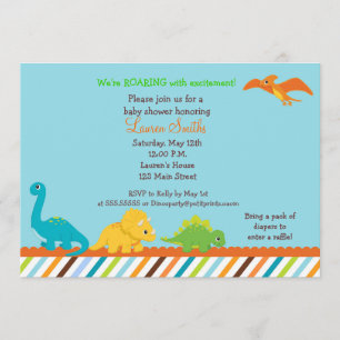 Dino Dinosaur Boys Baby Shower-inbjudan Inbjudningar