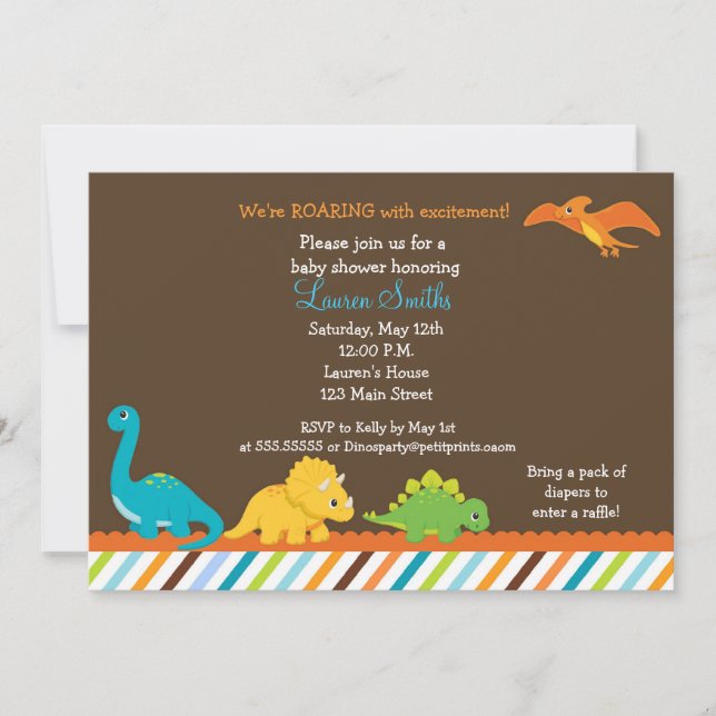 Dino Dinosaur Boys Baby Shower-inbjudan Inbjudningar (Framsida)
