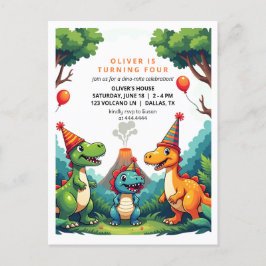 Dino Dinosaur Födelsedagsfest inbjudan-vykort Inbjudan Vykort