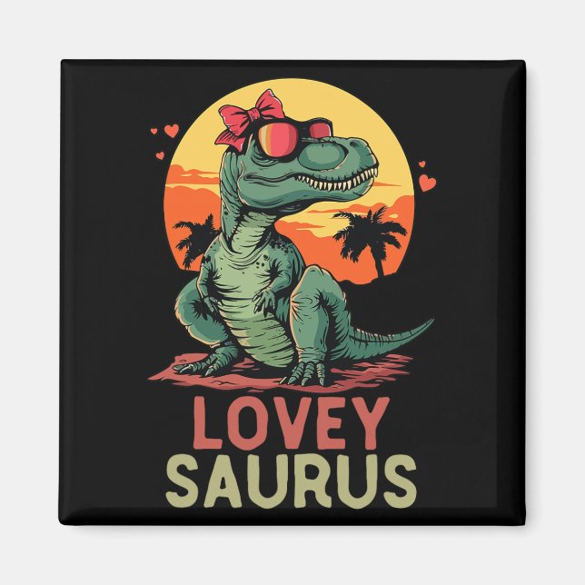 Dino Dinosaur Lovey-saurus T-rex Funny Trex Magnet (Framsidan)