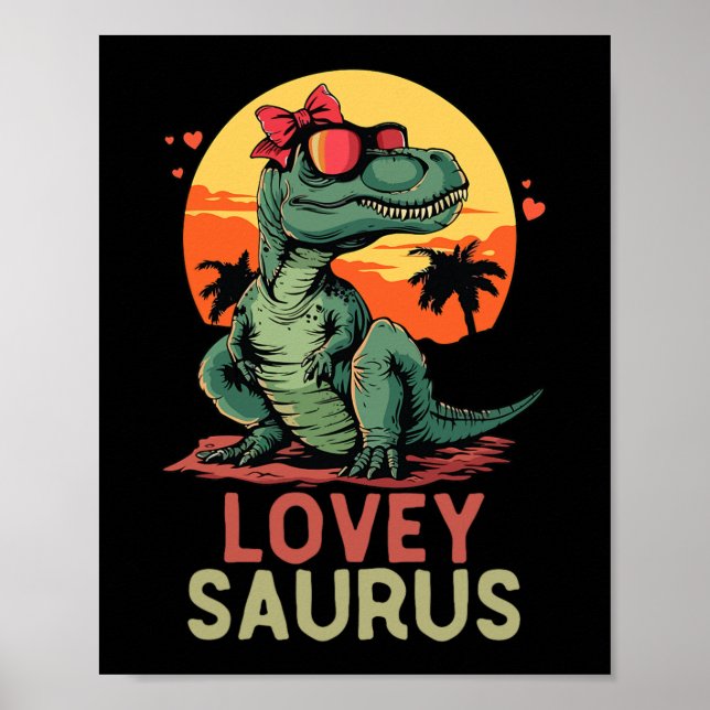 Dino Dinosaur Lovey-saurus T-rex Funny Trex Poster (Framsidan)