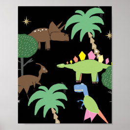 Dino Dinosaur Night in Jurrasic Park Art Kids Poster