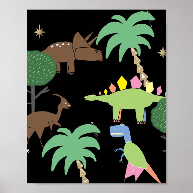 Dino Dinosaur Night in Jurrasic Park Art Kids Poster (Framsidan)