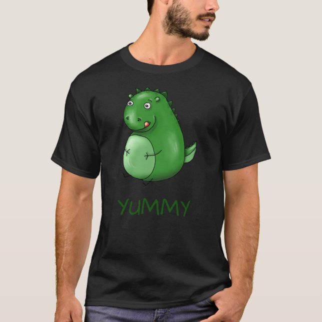 Dino Dinosaur Yummy Funny Delicious Irony Fun Funn T Shirt (Framsida)
