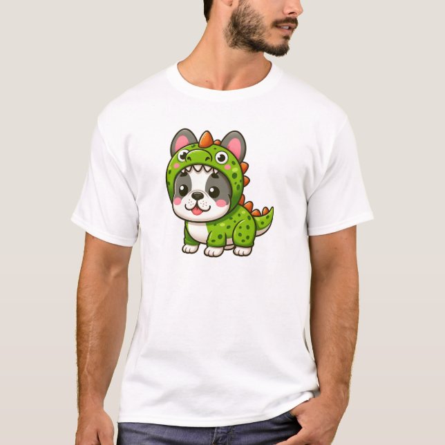 Dino-Doggo - Fransk Bulldog i Costume T Shirt (Framsida)