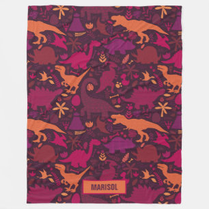 Dino Doodle Silhouettes Kids Dinosaur Fleecefilt