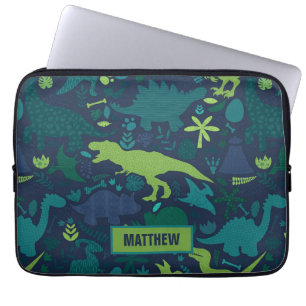 Dino Doodle Silhouettes Kids Dinosaur Laptop Fodral