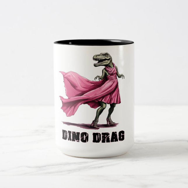 Dino Drag Dinosaur Två-Tonad Mugg (Center)