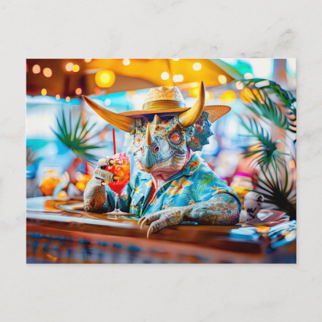 Dino Drinking vid Cocktail Pub Helg Vykort (Framsida)