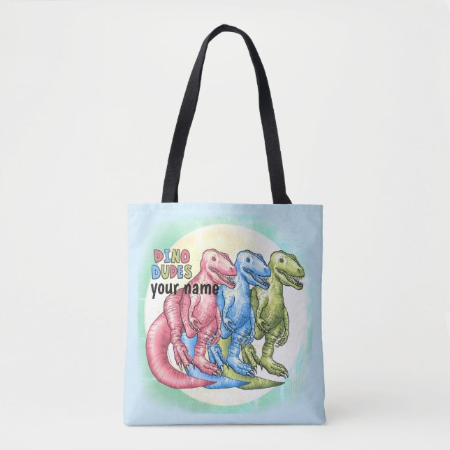Dino Dudes Dinosaurs Tote Bag Tygkasse (Framsida)