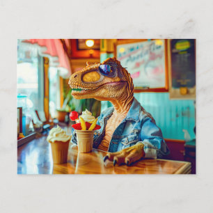 Dino Eating Ice Cream på Cafe Helg Vykort