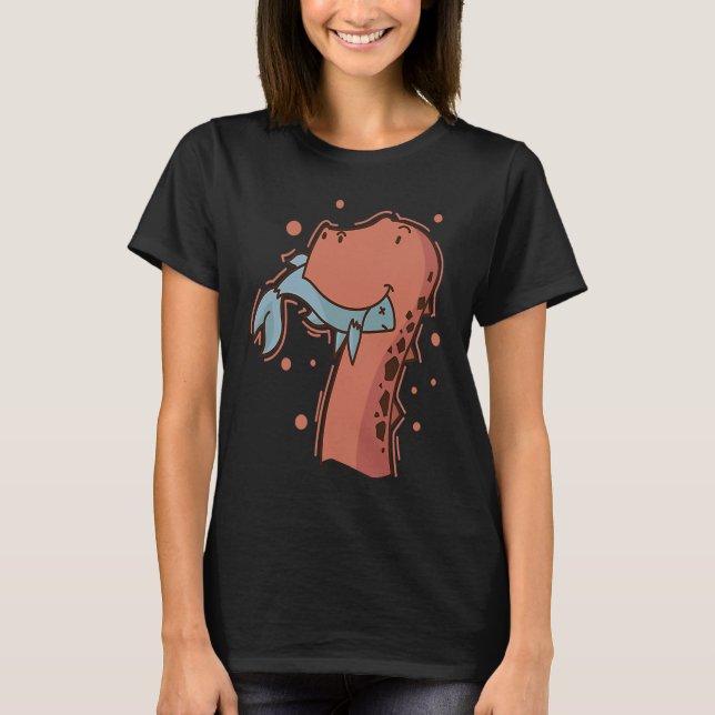 Dino eats a Fish Dinosaur Reptile T Shirt (Framsida)