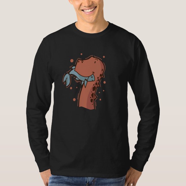 Dino eats a Fish Dinosaur Reptile T Shirt (Framsida)