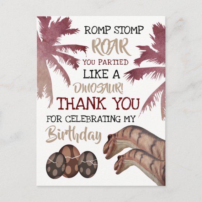 Dino Eggs, Barns Dinosaur Birthday Tack Vykort (Framsida)