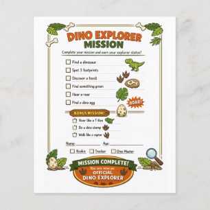 Dino Explorer Dinosaur Födelsedagsfest Spel Flygblad