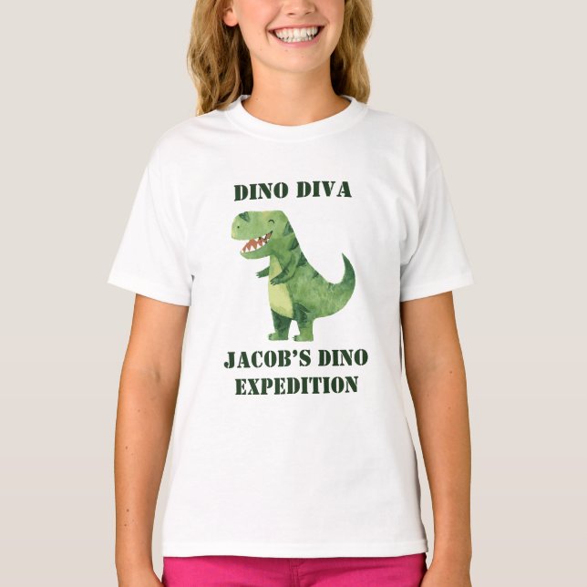 Dino Explorer Syster Dinosaurie Födelsedagsfest T Shirt (Framsida)