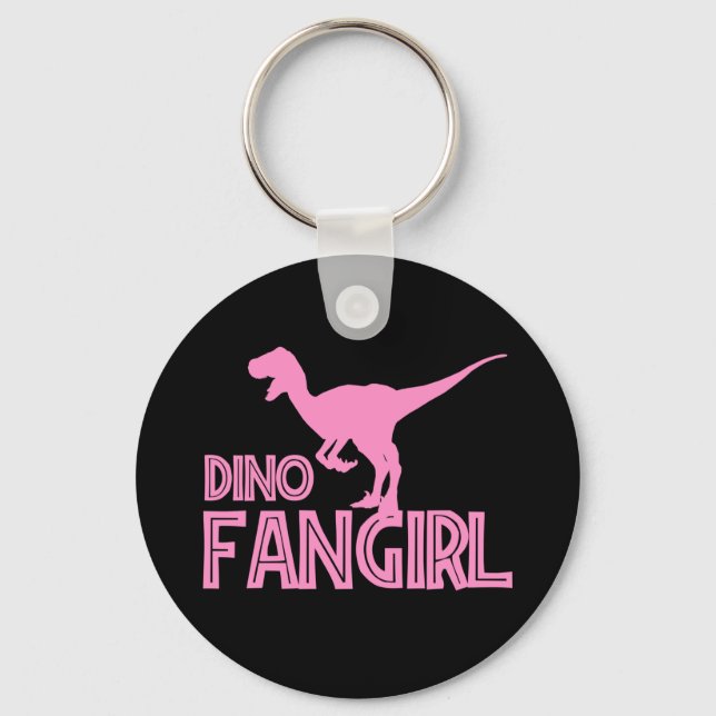 Dino Fangirl - Dinosaur Älskare Nyckelring (Framsida)