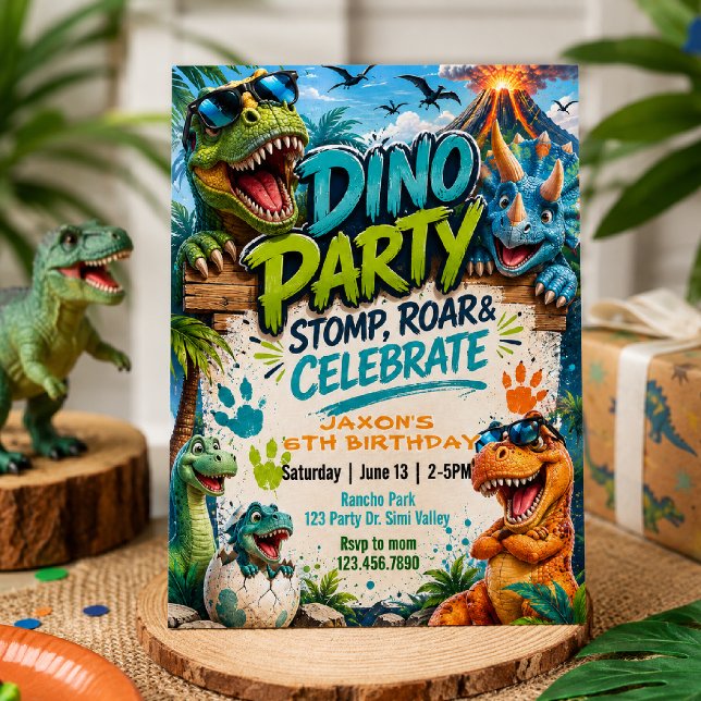 Dino-fest födelsedag | Dinosaurie födelsedag Inbjudningar (Skapare uppladdad)