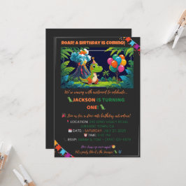 Dino-fest inbjudan – Redigerbar