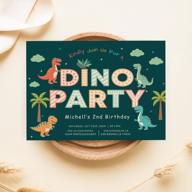 Dino-fest | Söta dinosaurier i djungeln 2-års föde Inbjudningar (Skapare uppladdad)