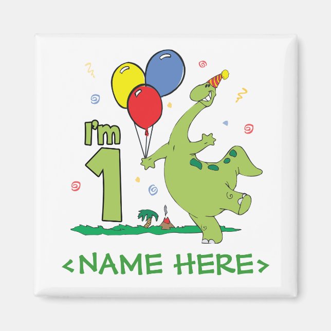 Dino First Birthday Magnet (Framsidan)