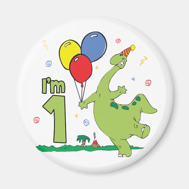 Dino First Birthday Magnet (Framsidan)