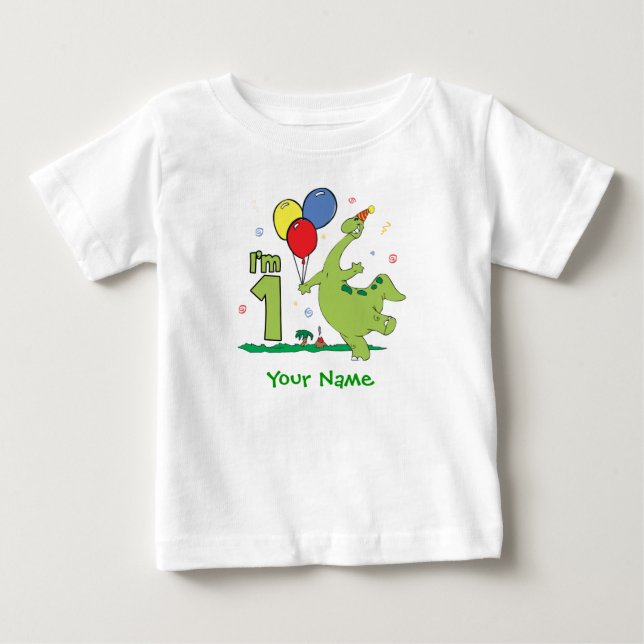 Dino First Birthday Personlig T-shirt (Framsida)