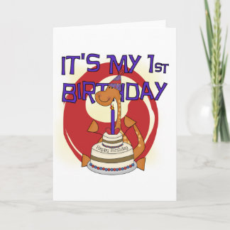 Dino First Birthday Tshirts och Gifts Kort