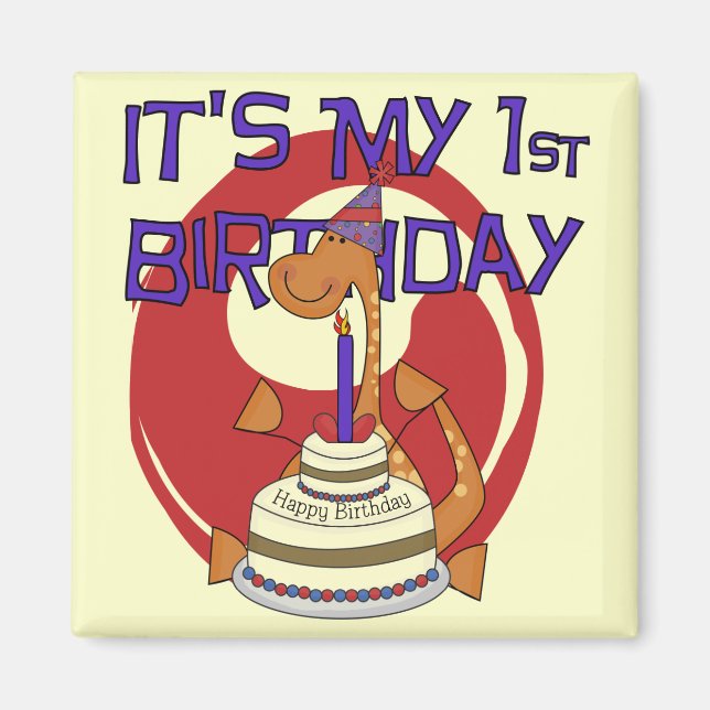 Dino First Birthday Tshirts och Gifts Magnet (Framsidan)