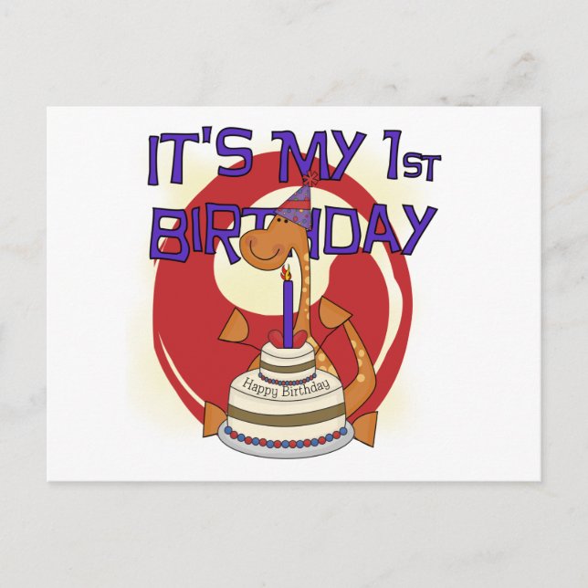 Dino First Birthday Tshirts och Gifts Vykort (Framsida)