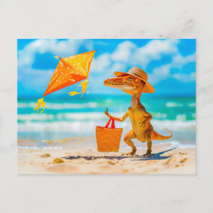 Dino Flies Kite i Beach Helg Vykort