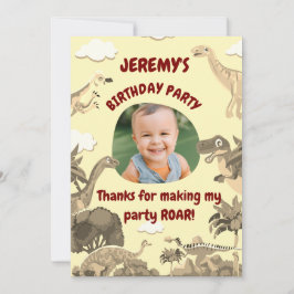 Dino födelsedag tackkort - barn tack kort