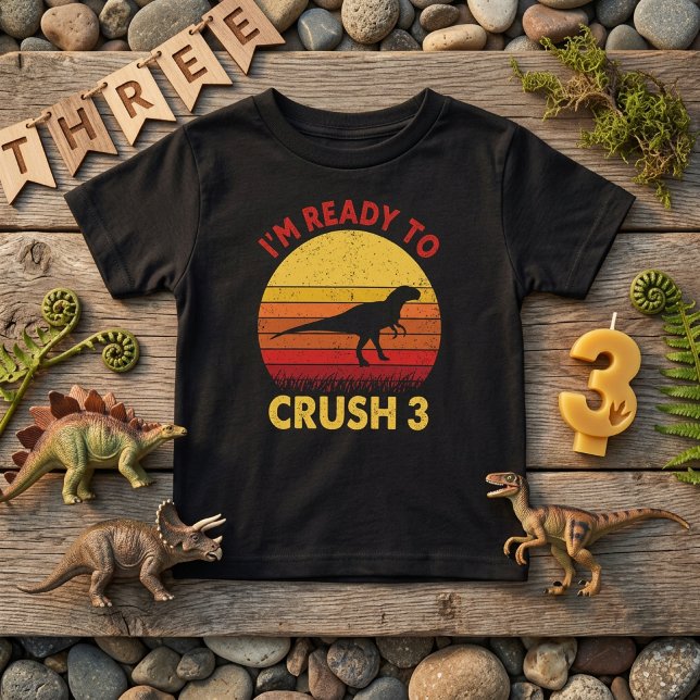 Dino Födelsedags T-Shirt Redo att Krossa 3 (Skapare uppladdad)